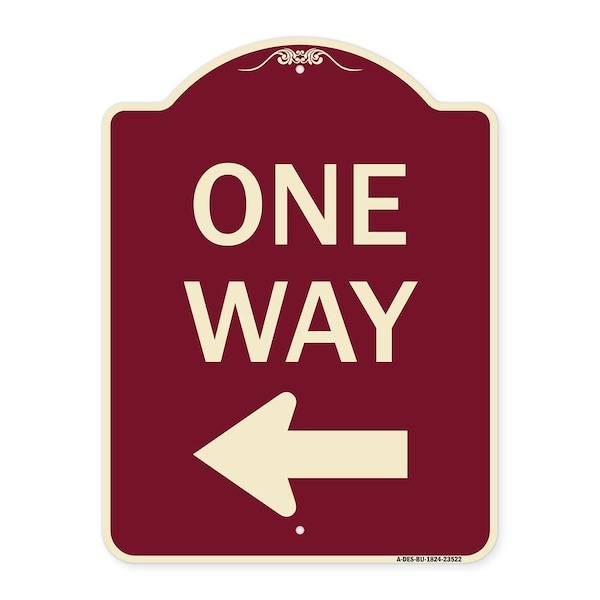 Signmission Designer Series One Way Left Arrow, Burgundy Heavy-Gauge Aluminum Sign, 24" x 18", BU-1824-23522 A-DES-BU-1824-23522 - main